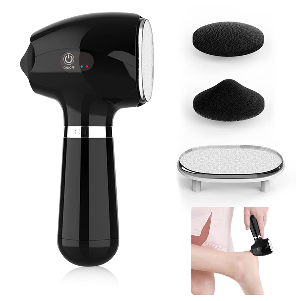 MAYCREATE Callus Remover Electronic Tool Kit for Feet with 2 Roller Head Quartz Nanoglass Grinding Bit-Black MAYCREATE Callus Remover Electronic Tool Kit for Feet with 2 Roller Head Quartz Nanoglass Grinding Bit-Black